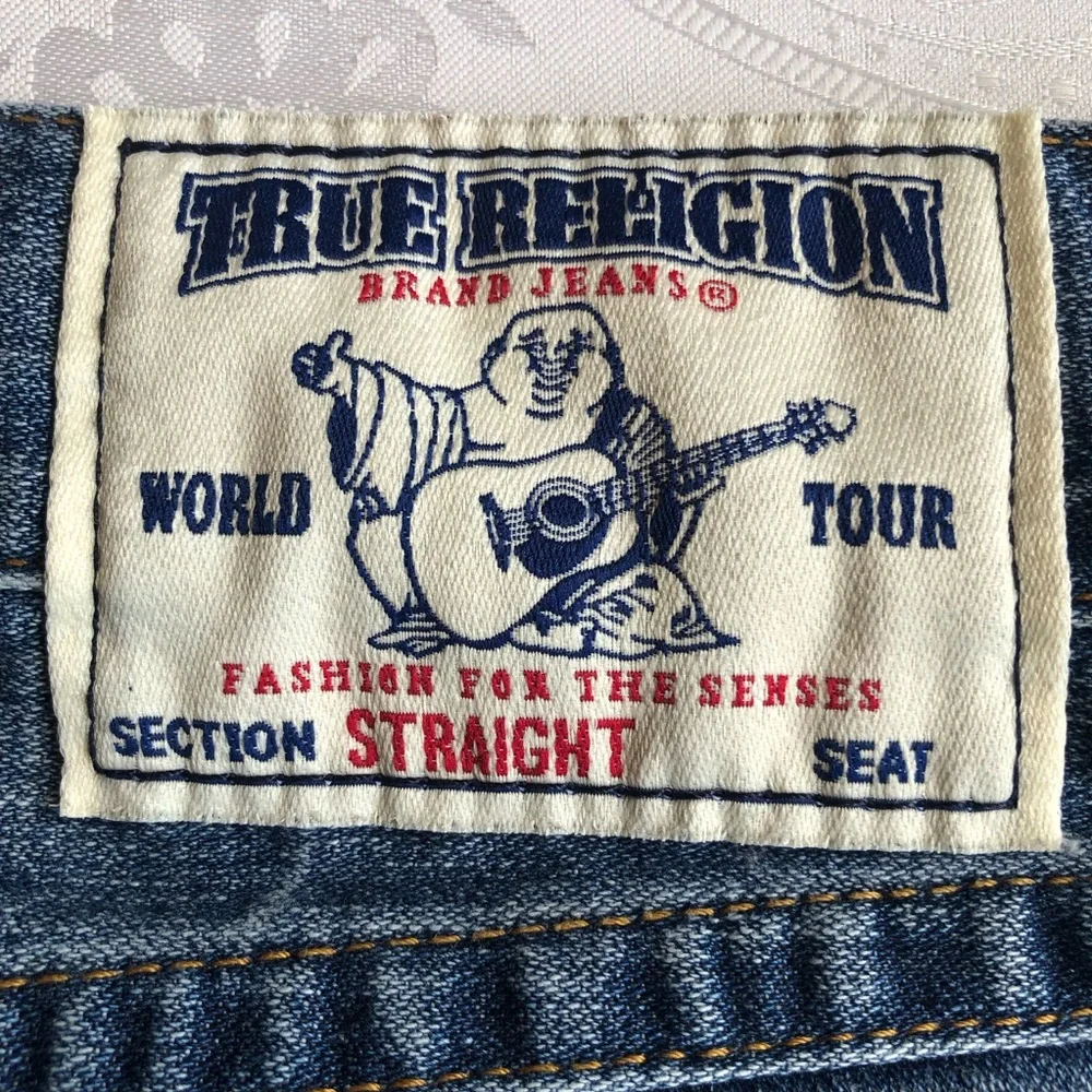 True Religion Men’s Size 34 Section Flap Regular Straight Blue Denim Jeans Pants